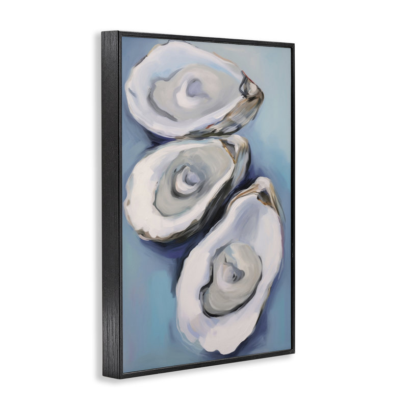 Oyster Seashell Trio, estampe numérique encadrée par Petal Prints Design, Giclée encadrée noir minuit, H 18 po x l 12 po
