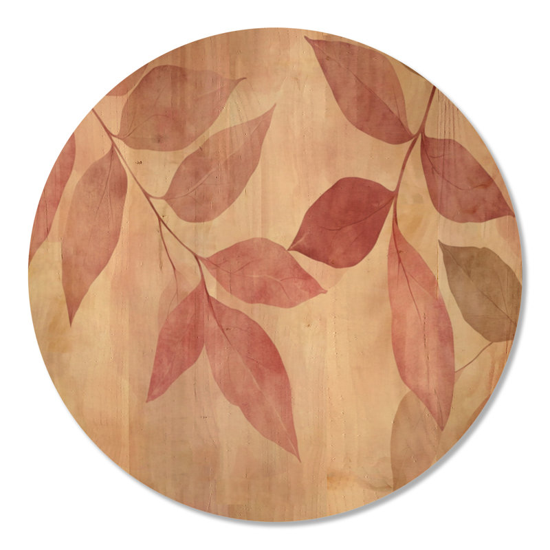 Décoration murale Blush Leaf I - Botanical Round Wood, 23" Round, Rond