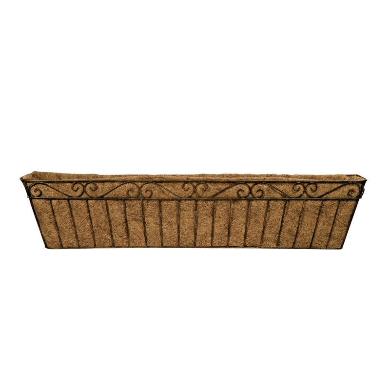 Macintyre Handmade Metal Railing Planter, 9" H x 43" W x 8" D, Brown