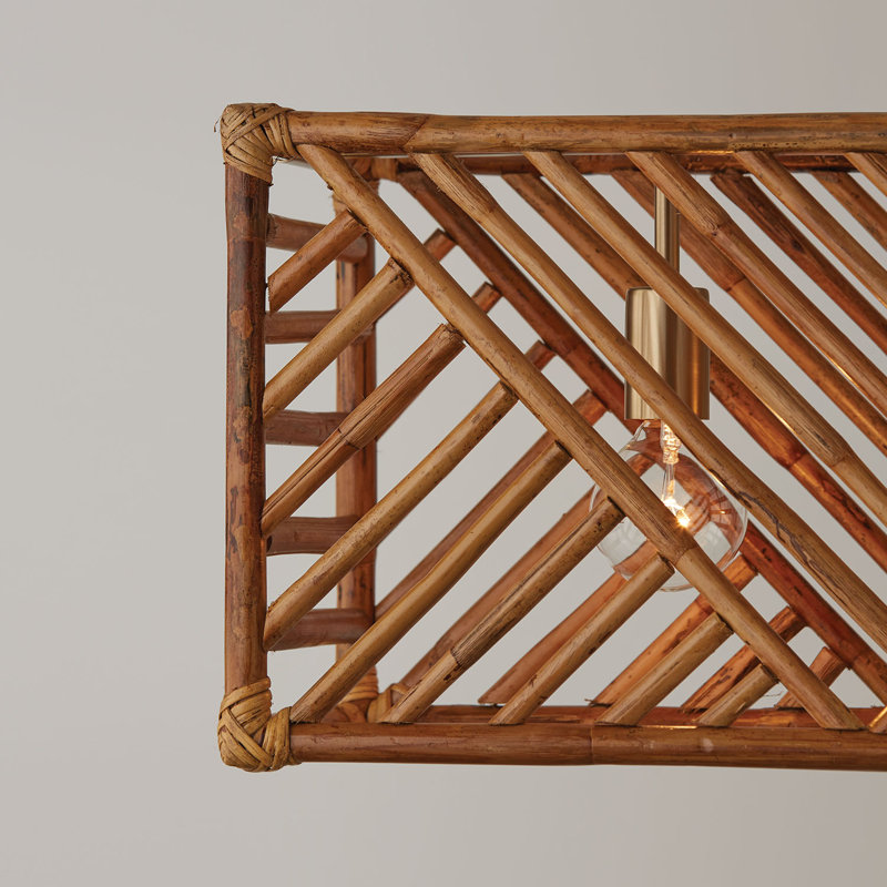  Luminaire suspendu à 3 lumières pour îlot de cuisine avec détails en bois