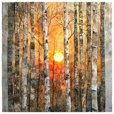 Birch Trees Sunset Bath Mat