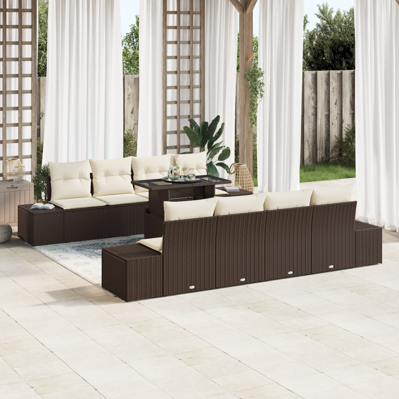 294cm Wide Patio Sofa with Cushions