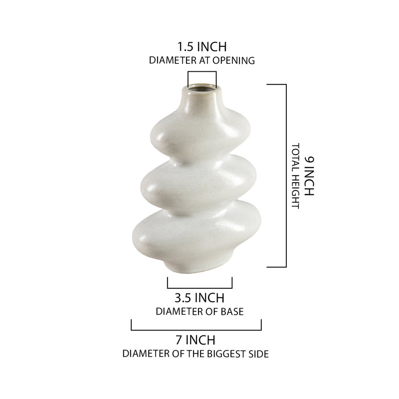 Orren Ellis 9-Inch Cloud-Inspired Ceramic Deco Vase - Whimsical Home Decor Piece - Decorative Flower Holder For Fresh And Dried Arrangements, Pack Of 12