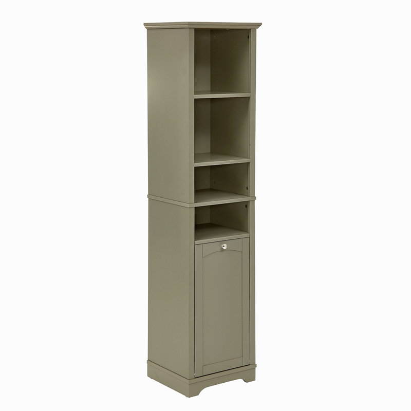 Armoire de rangement pour salle de bain de 64 po de hauteur pour petit espace, armoire sur pied pour salle de bain, bureau à domicile, 4 tablettes réglables et panier à linge, espace de rangement pour les vêtements cachés