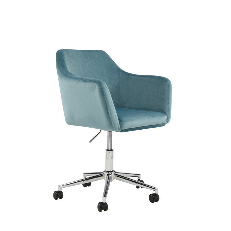 Noell Polyester Blend Task Chair, Ice Blue Velvet