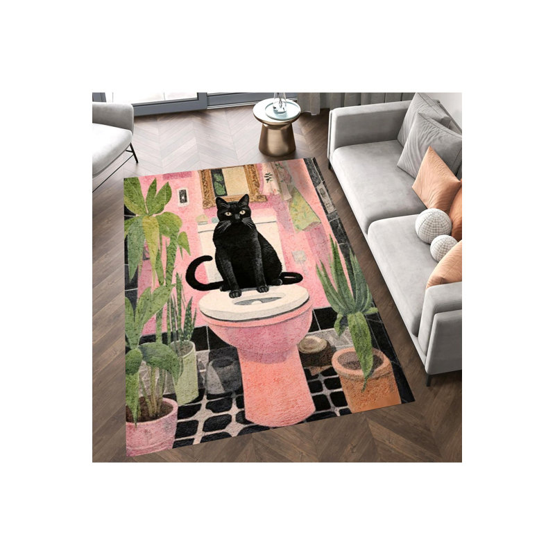 Tapis décoratif tissé à motif de chat noir Northern Collection, Sous-tapis rectangulaire de 3 pi 3 po x 4 pi 11 po