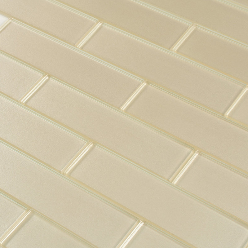 2X8 Subway Glass Mosaic Tile, White