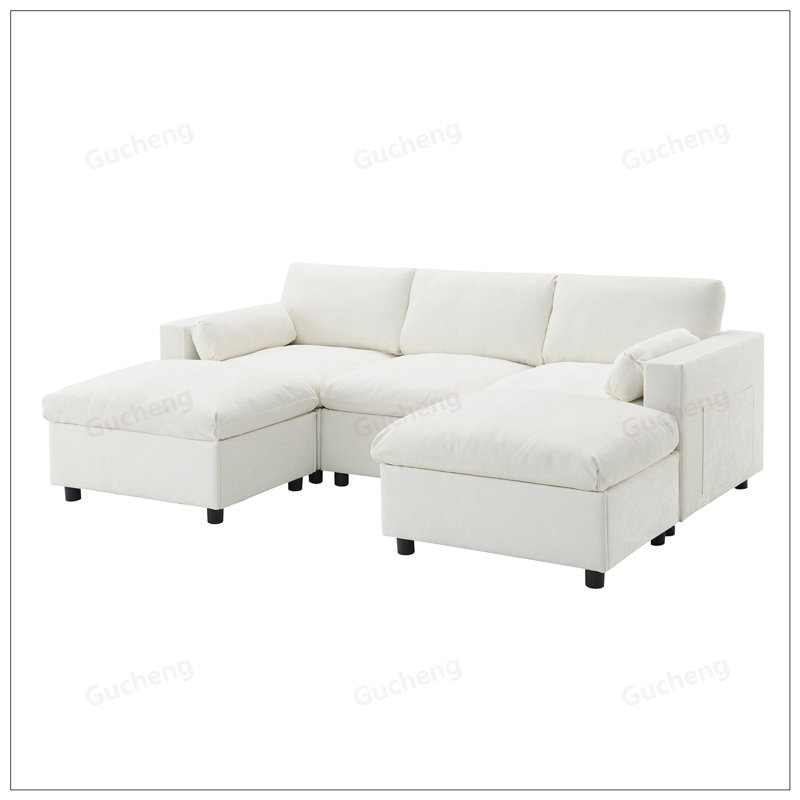 Canapé modulaire Chenille, Blanc