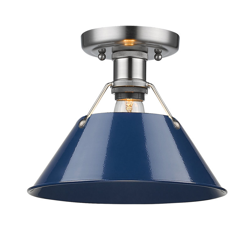 Steel Flush Mount, Navy Blue, Pewter
