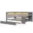 Full Daybed with Storage Shelves, Trundle, Desk, LED Light & Charging Station, Upholstered Headboard, Gray-813017800
