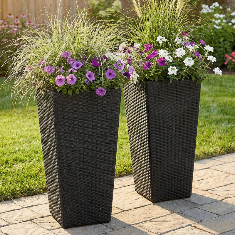 Ensemble de pots à fleurs en polyuréthane Saige, H 24 po x l 11 po x P 11 po
