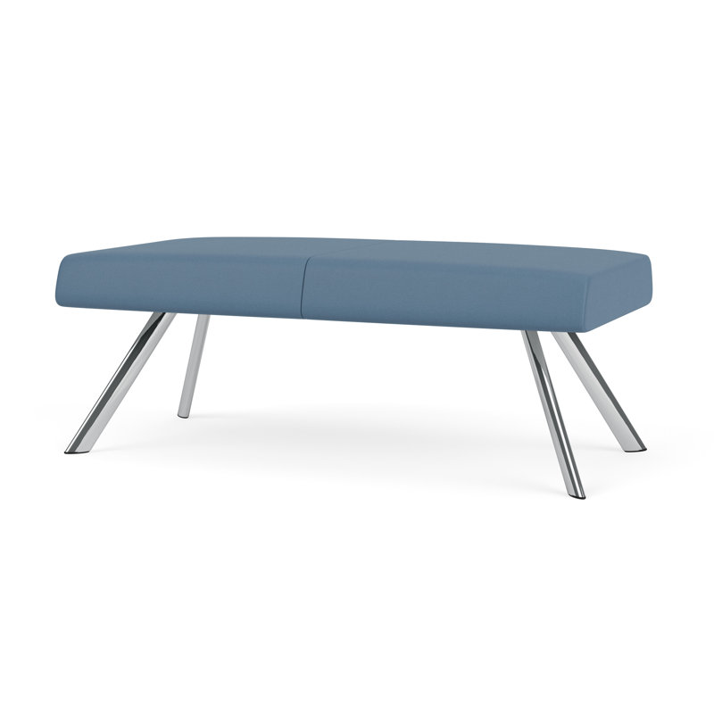 Banc de réception Willow, Chrome, Open House Quarry Blue - Tissu uni
