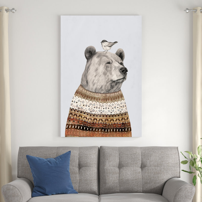 «Fair Isle Bear I» par Victoria Borges - impression sur toile tendue, H 48 po x l 32 po