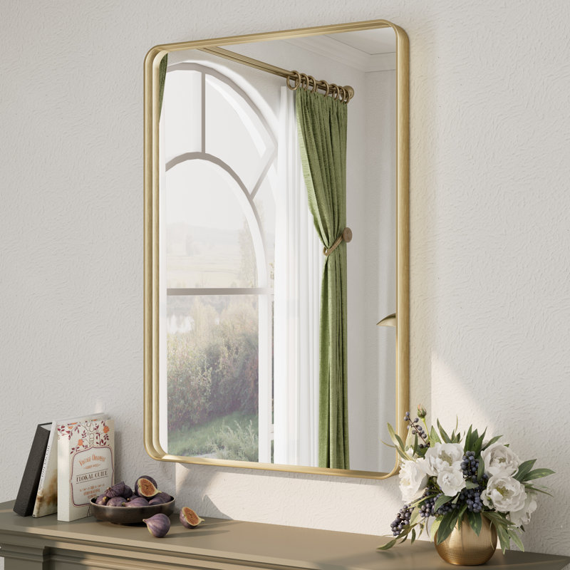 Miroir mural Aevar, 36 po x 24 po, Or brossé
