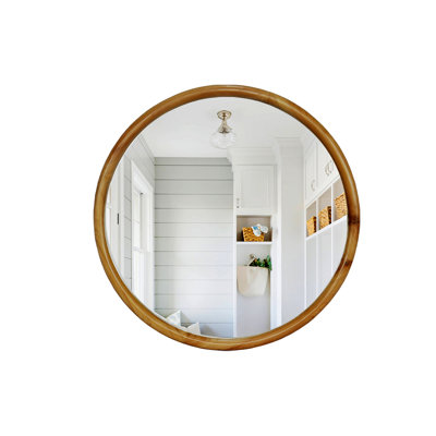 Decorative Mirror, Round Wall Mirror, Wooden Circle Mirror For Bedroom, Entryway