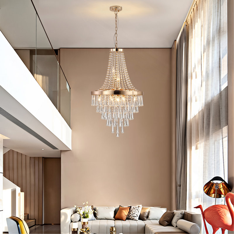 Lustre suspendu moderne en cristal 20 po - Élégant luminaire suspendu à 11 lumières à plusieurs niveaux pour salle à manger