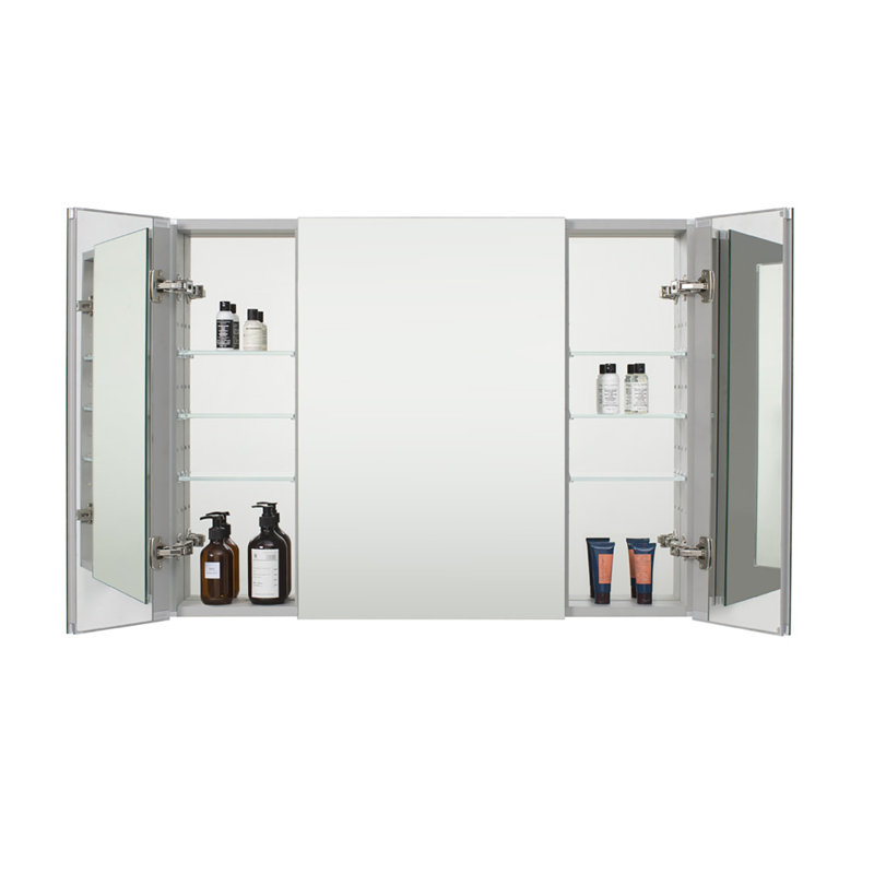 Medicine Cabinet 40" W x 30" H x 5" D, Defogger, 3X Vertically Adjustable Magnifying Mirror, Electrical Outlets.