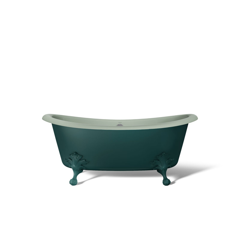 Artifacts 66-1/8 In. X 32-1/2 In. Freestanding Bath, Teal/Gray