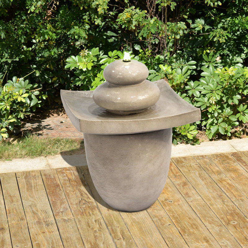 Handcrafted Outdoor Weather Resistant Floor Fountain with Lights
