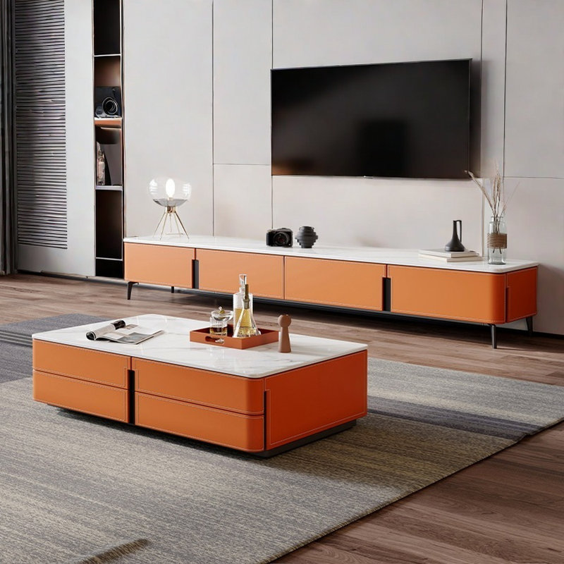 Italian style TV cabinet and coffee table, Brown