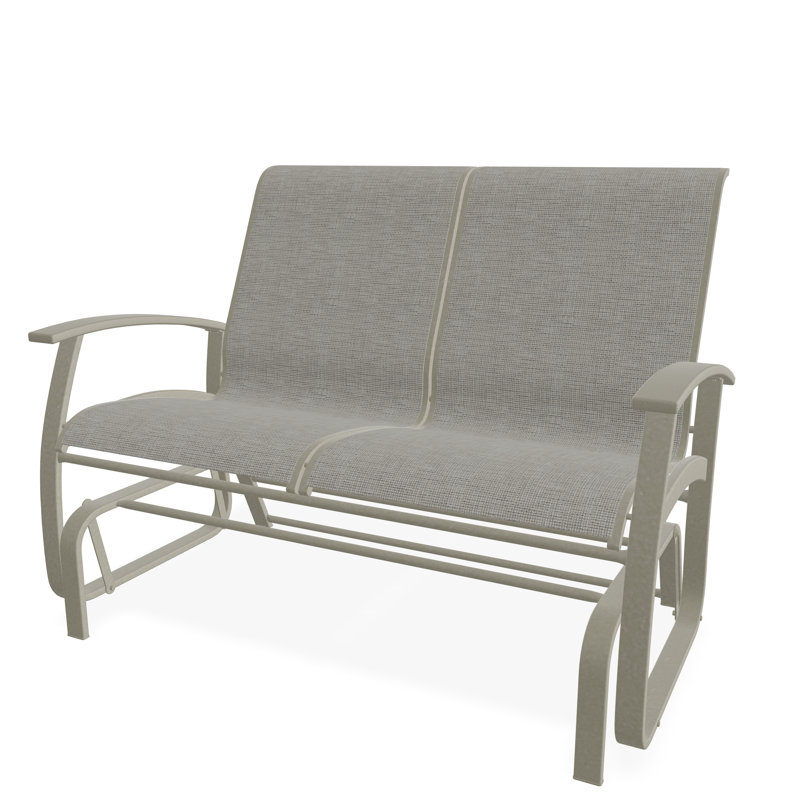 Belle Isle Sling Aluminum Frame 2-Seat Glider with Marine Grade Polymer Arm Accent, Storm, Burke
