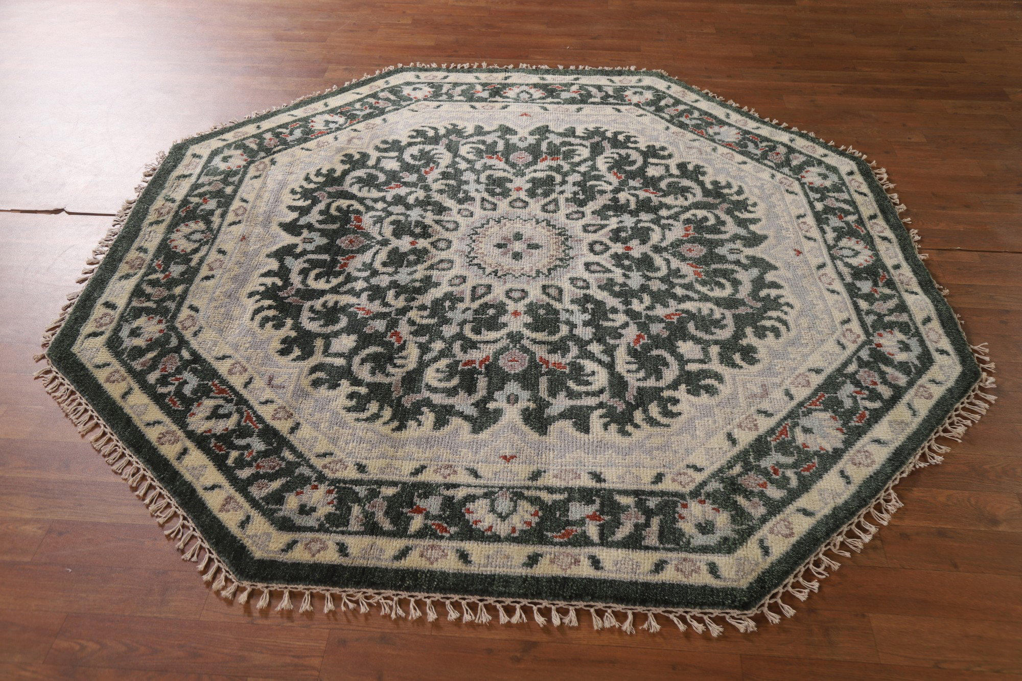 Bloomsbury Market Green Traditional Octagon Indian Rug 6x6 | Wayfair