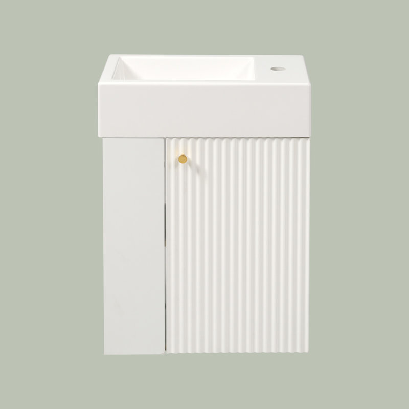 Meuble-lavabo flottant moderne de 18,5 po avec lavabo en résine, rangement à gauche