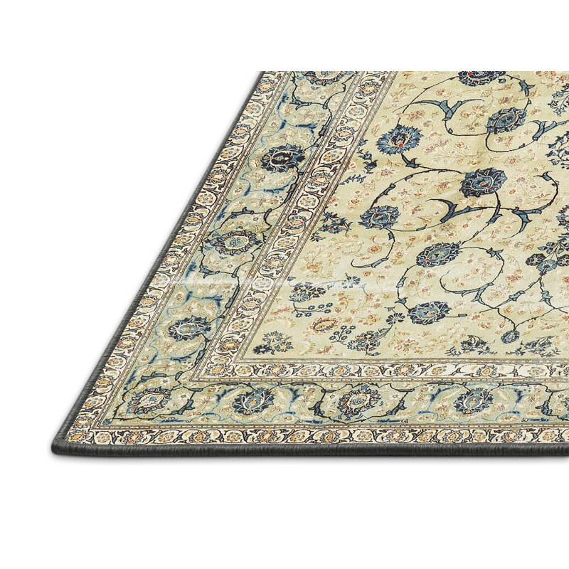 Tapis oriental vert / crème, Rectangle 2 pi x 4 pi