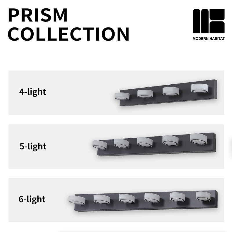 Black Metal 4-Light Dimmable LED Vanity Fixture