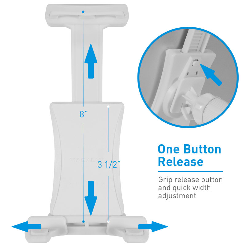 Système de fixation pour tablette à col de cygne flexible et réglable 11 po, Blanc