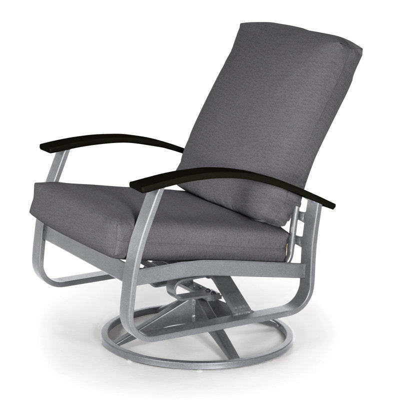 Belle Isle Outdoor Swivel Lounge Chair, Black P70, Cast Slate Sunbrella® Plainweave, Textured Snow