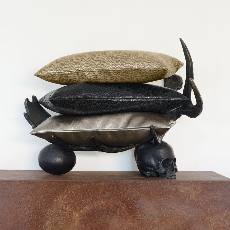 Janus Square Pillow Cover & Insert, Onyx, 20"H x 20"W