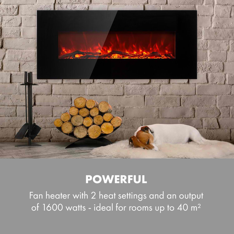 Lausanne Klarstein 128cm W Electric Fireplace, Black