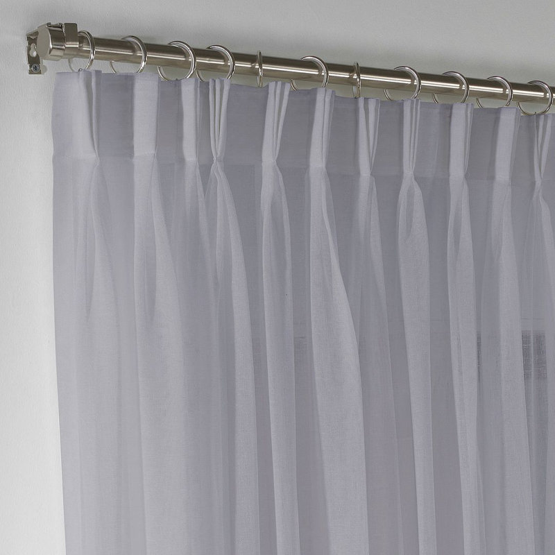 Triple Pinch Pleated Extra Long and Extra Wide Faux Linen Sheer Single Panel, Gray, 52" W x 180" L