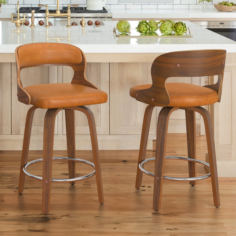 Carylon Swivel Upholstered Counter Stool, Whiskey Brown