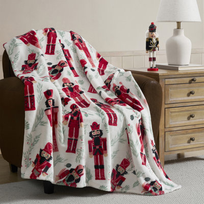 Hallmark Red/Green Nutcracker Plush Throw, 50" X 70"