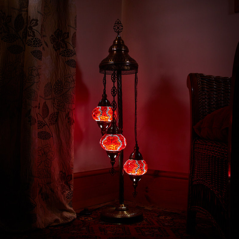 Marquand 102cm Black Lighting Floor Lamp Set, Red