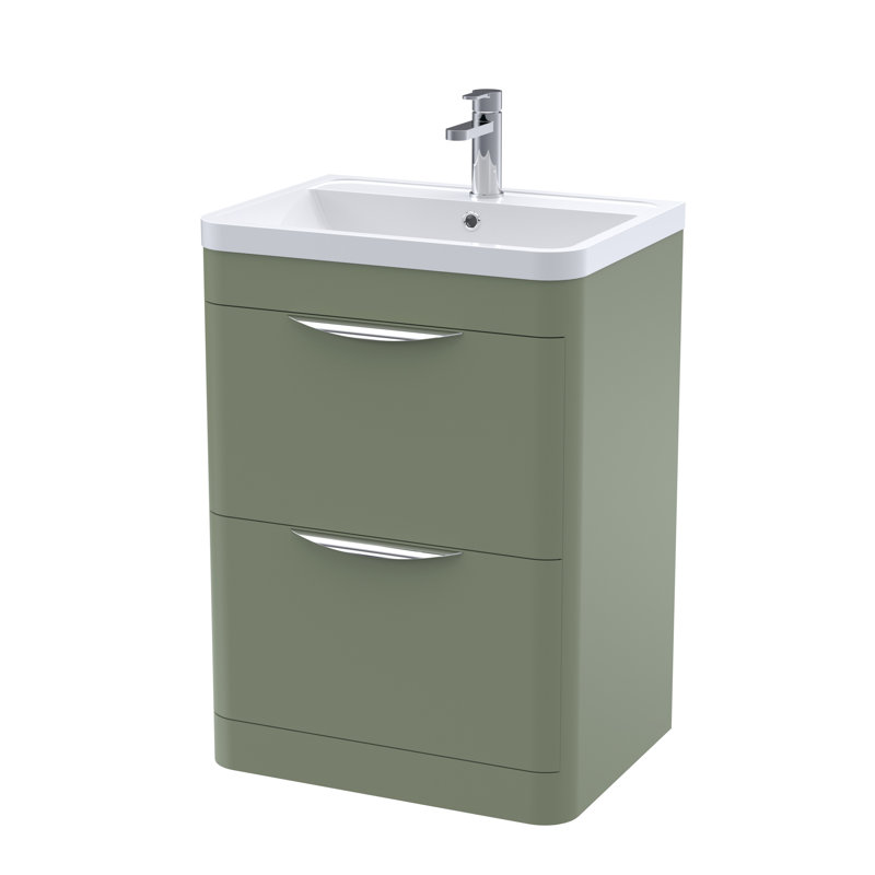 Parade 600 mm Freestanding Single Vanity with Integrated Basin, Satin Green