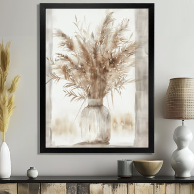 Beige blanc Boho Plant Chic II - Boho Feather, art mural
