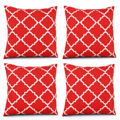 Paquet de 6 coussins décoratifs d'extérieur / d'intérieur avec inserts avec fermeture à glissière, 18 po x 18 po imperméables, décoratifs, résistants à la décoloration pour canapé, canapé, lit et treillis rouge