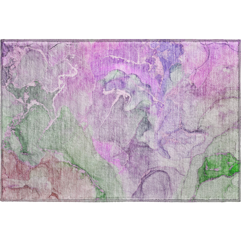 Premium Machine Washable Cerrito AMF500 Purple Rug, Rectangle 1'8" x 2'6"