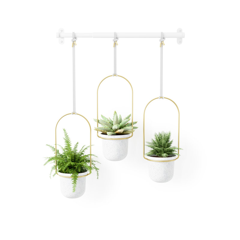 Triple Hanging Planter, White, 106.8H x 63W x 15D