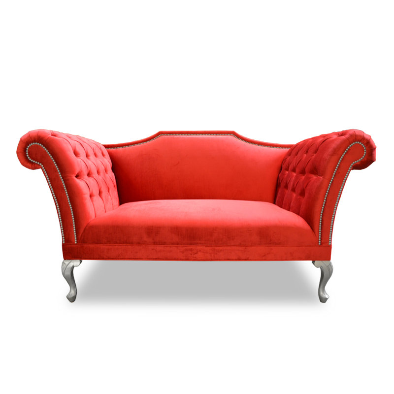 Rohan Velvet Loveseat, Red Velvet 