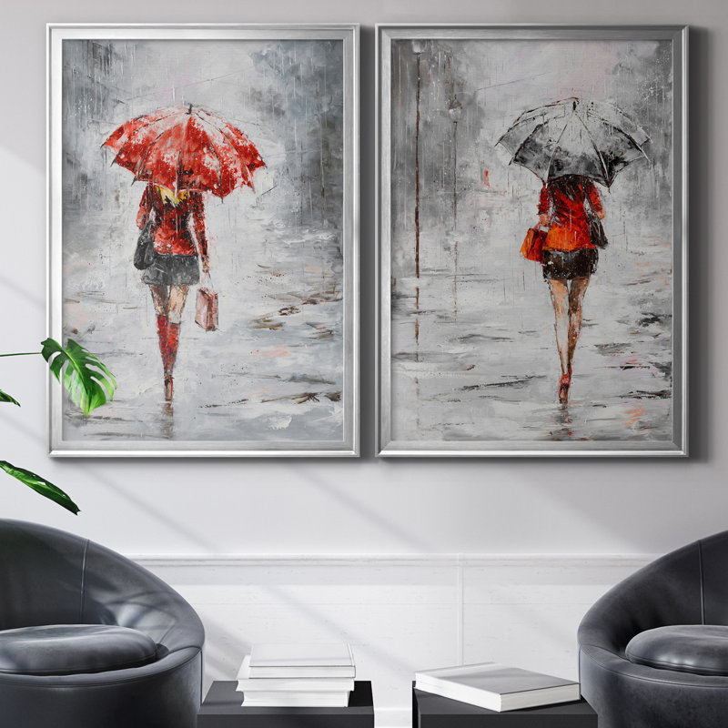 City magasiner III - ensemble de 2 reproductions d'art, Pas de tapis, Toile encadrée argentée, H 30,5 po x l 85 po x P 3 po