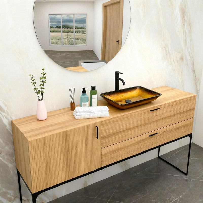 Lavabo vasque Amber Gold Gradient pour salle de bain, conception carrée, verre trempé, bonde escamotable, évier facile à installer, forme, conception idéale pour la salle de bain