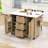 Rolling Kitchen Island with Drop Leaf, Power Outlet, Faux Marble Top and Adjustable Shelves-1640453255