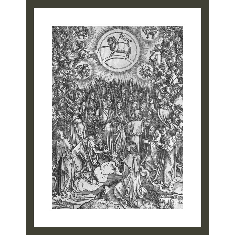 Scène de l'Apocalypse «Adoration of the Lamb», édition allemande par Albrecht Dürer, impression giclée encadrée