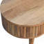 Table basse rayée en bois massif, 2 tiroirs, pieds nordiques, brun clair, table