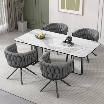 Chaises de salle à manger pivotantes en velours Kynor Glam
