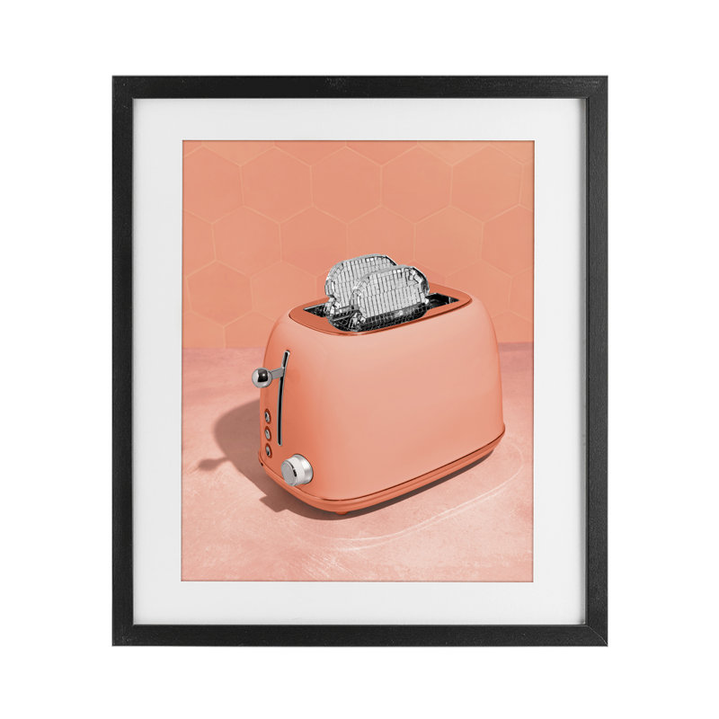 Disco Toast over Orange, reproduction encadrée sous verre, design par Lish Creative, 16 x 13, Cadre noir minuit sous verre